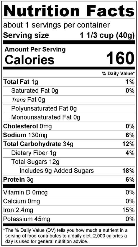 Nutrition facts Fruit Rings
