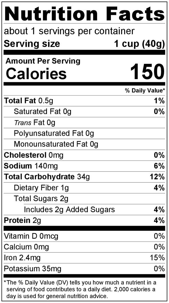 Nutrition facts Rice Crispies